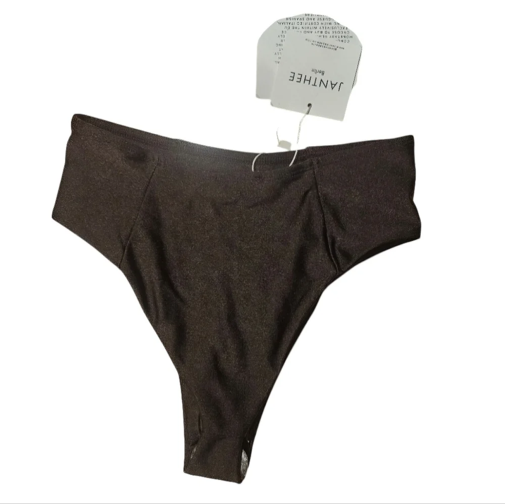 JANTHEE BERLIN Maya Cheeky High-waisted Bikini Bottom Brown-Mocha sz Small (2-4)